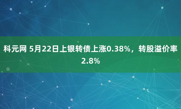 科元网 5月22日上银转债上涨0.38%，转股溢价率2.8%